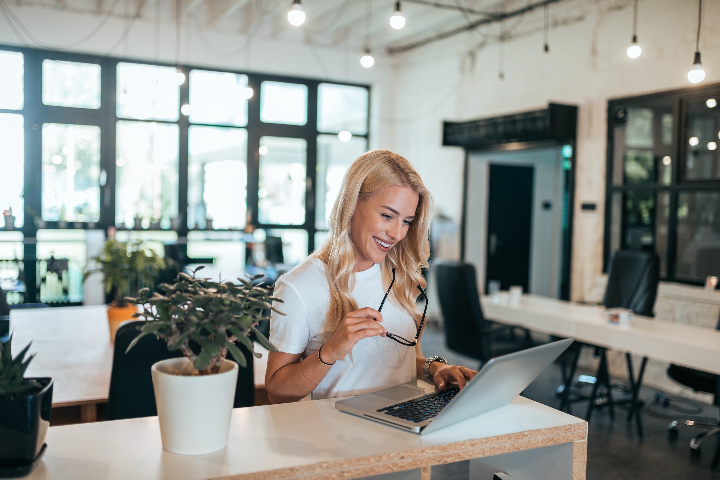 Female entrepreneur on computer